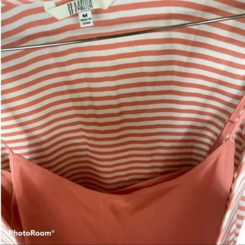 BB DAKOTA striped coral 2 in 1 tank shift summer dress - Picture 6 of 8